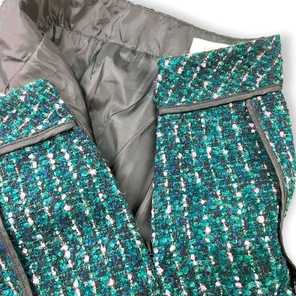 LOFT Fuzzy Wool Blend Mini Skirt Blue Green - Picture 5 of 7